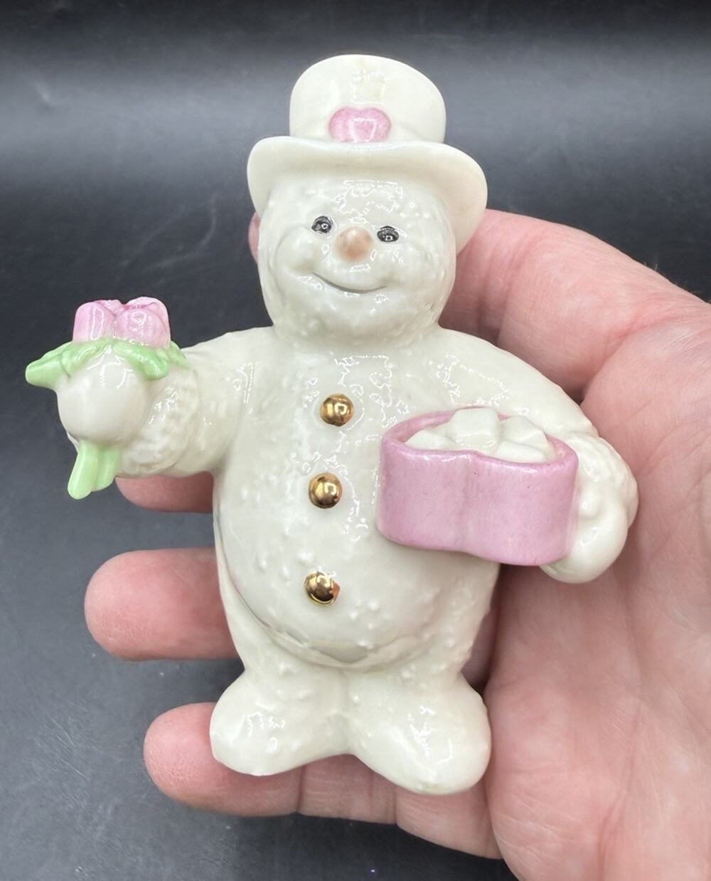 Lenox 12 Months Of Snowmen February My Snowy Valentine Snowman 2000 EUC -Lo29